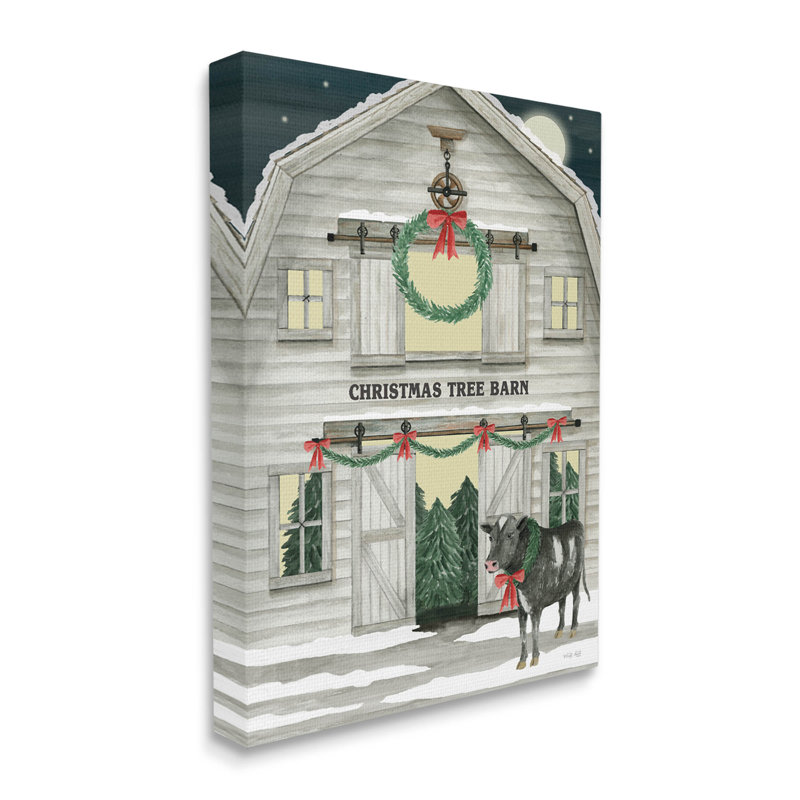 Art mural sur toile, "Christmas Christmas Barn" par Cindy Jacobs, H 48 po x l 36 po x P 1,5 po