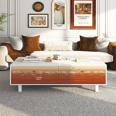 Table basse avec rangement peint français rétro