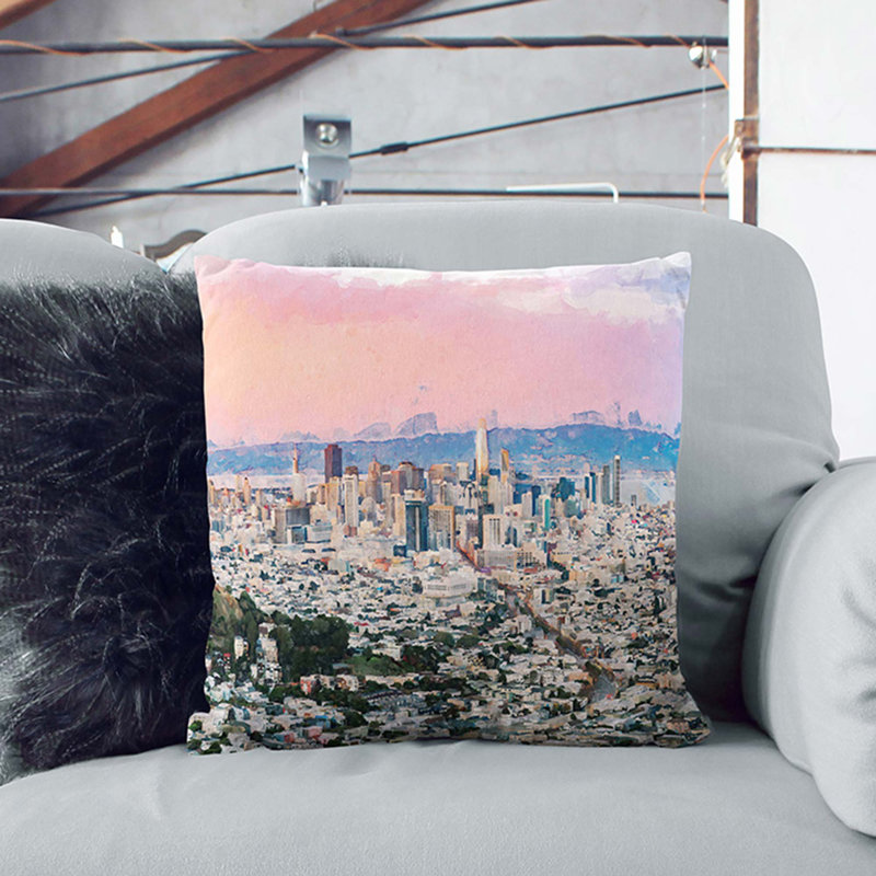 Evening Colours of San Francisco Cushion with Filling, 45cm H x 45cm W x 15cm D