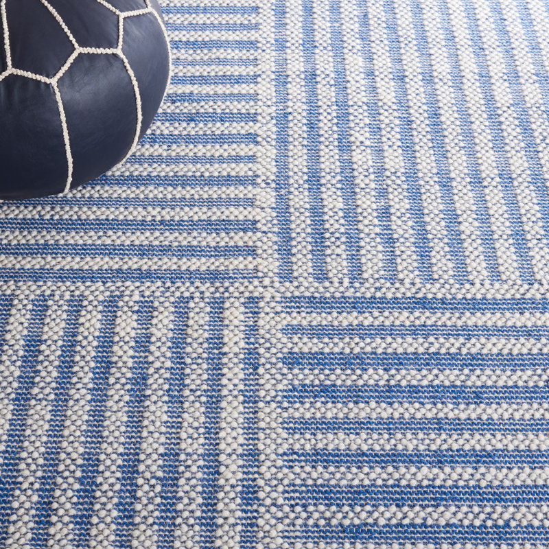 Karpeta Striped Hand Woven Wool and Cotton Area Rug , Rectangle 6' x 9'