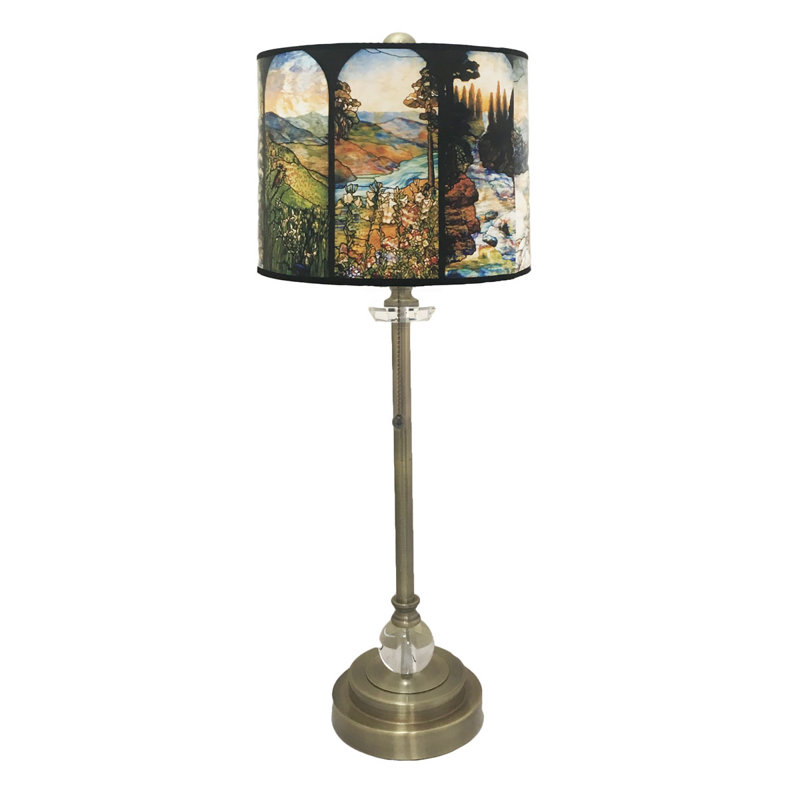 Lampe buffet 28" crystal Newby, Laiton antique
