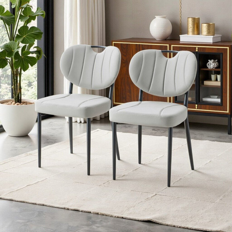 Ensemble de 2 chaises rembourrées de qualité supérieure avec rembourrage en éponge haute résilience, Gris