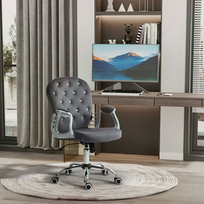 Chaise de bureau en molleton Oramel, chaise de bureau capitonnée avec accoudoirs rembourrés, hauteur réglable et roulettes pivotantes