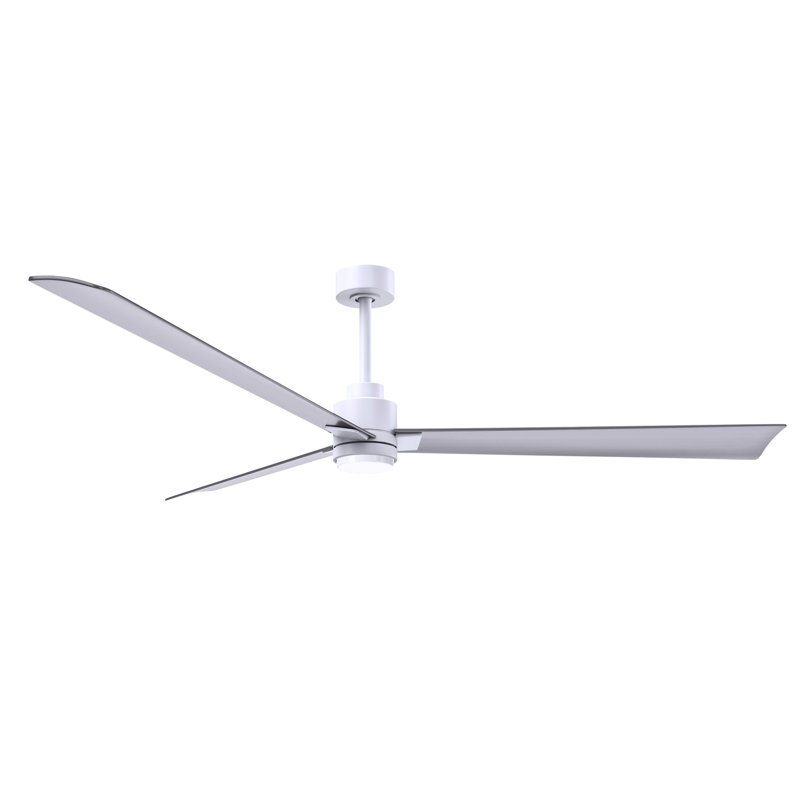 Ventilateur de plafond Alessandra, Nickel brossé, Blanc mat, 72"