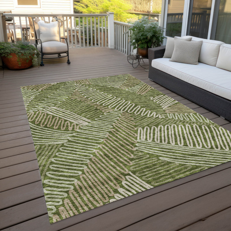 Lamanna Washable Floral Indoor / Outdoor Rug, Rectangle 9' x 12'
