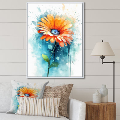 " Orange Teal Daisy Flower Fusion "