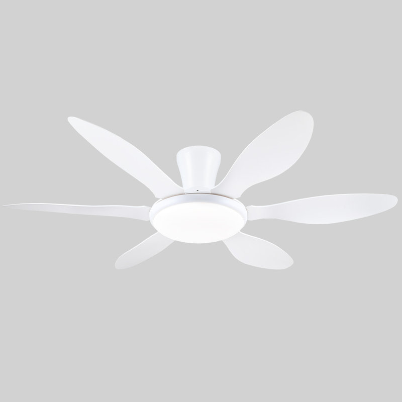Cliffes 51" Flush Mount Ceiling Fan And Remote Control,Quiet DC Dimmable 6 Blades, White