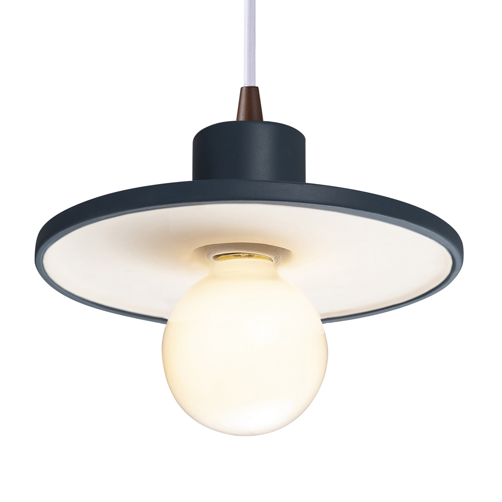 Leni Ceramic Dimmable Pendant, Midnight Sky/Matte White, Dark Bronze