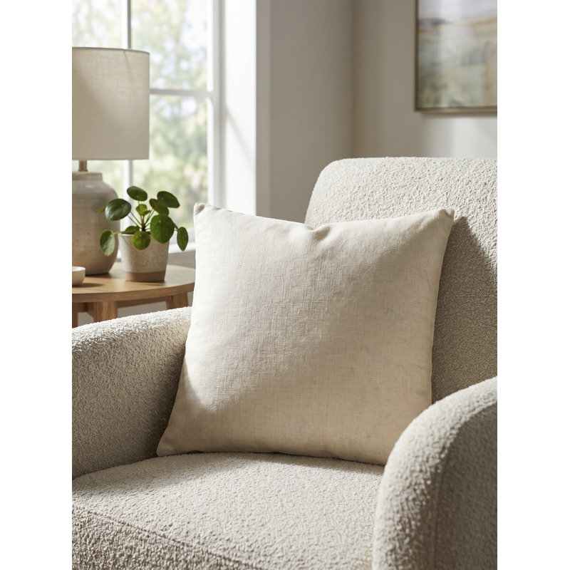 Coussin décoratif Dilip, Beige, Carré 20 po, Polyester
