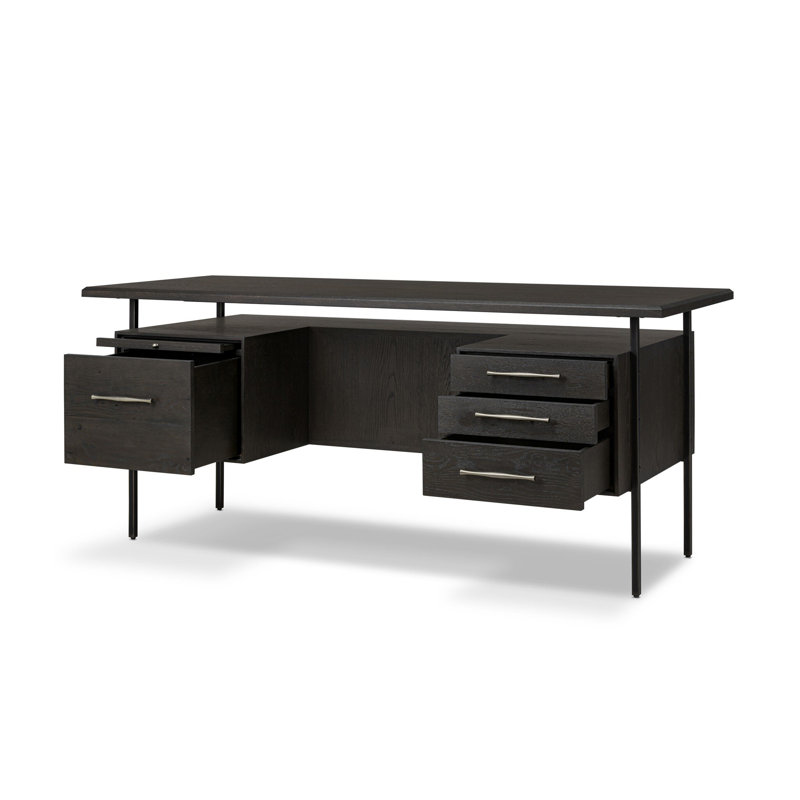 Bina Computer Desk, Charcoal Oak/Black