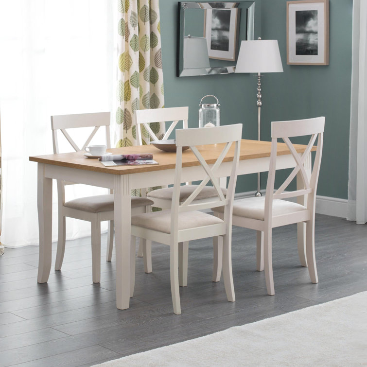 Conklin 4 - Person Rubberwood Solid Wood Dining Set