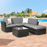5 - Person Modular Patio Conversation Sets with Cushions