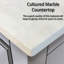 Meuble-lavabo blanc avec comptoir en marbre de culture et robinet en nickel brossé - grand rangement 36 po Robinet, tiroir à fermeture en douceur, volume
