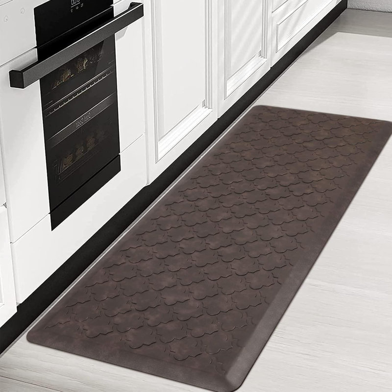 Tapis de cuisine uni en PVC, Tapis de couloir 1 pi 5 po x 4 pi, Brun