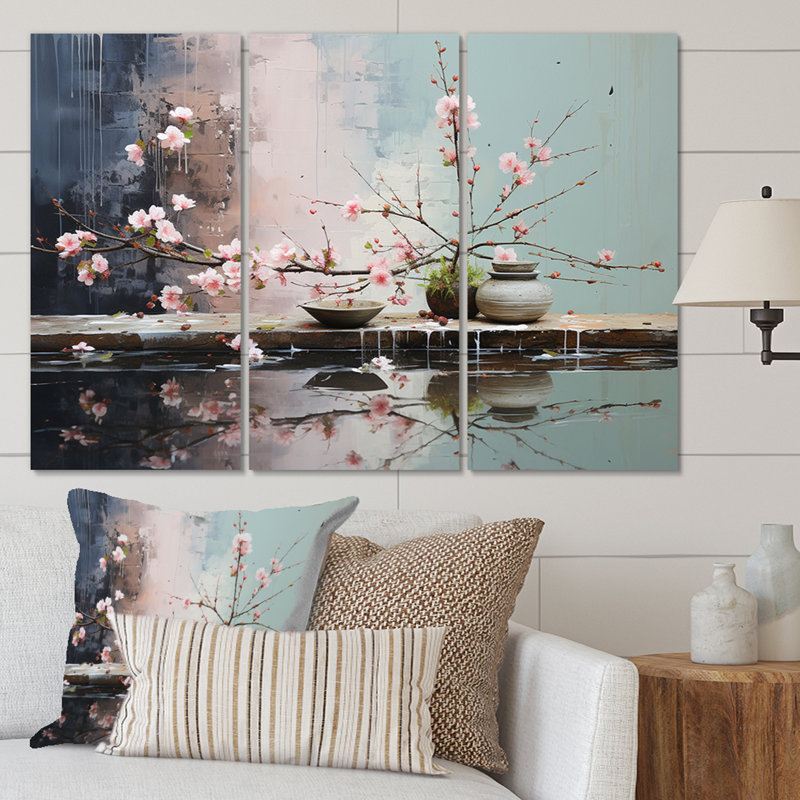 «Asian Art Zen Garden II», reproduction sur toile 3 pièces, H 32 po x l 48 po x P 1 po