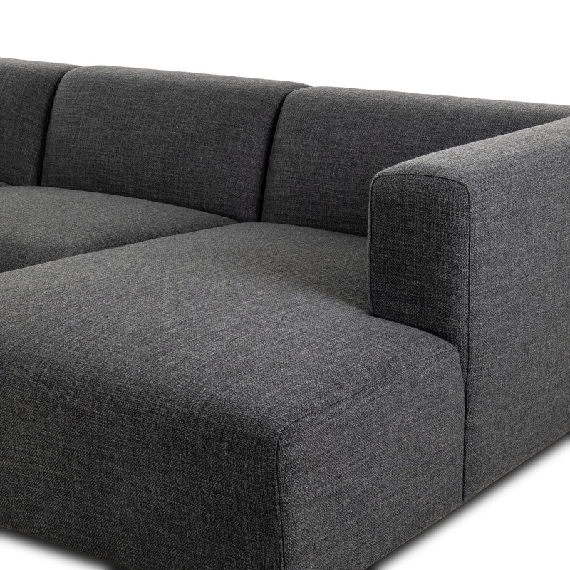 Lawndale Sectional, Saxon Charcoal Polyester Blend, Right Hand Facing