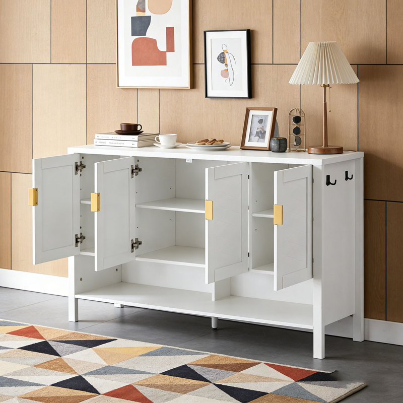 Buffet de rangement avec 4 portes, Blanc