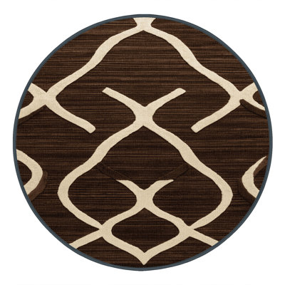 Machine Washable Trellis Brown Area Rug