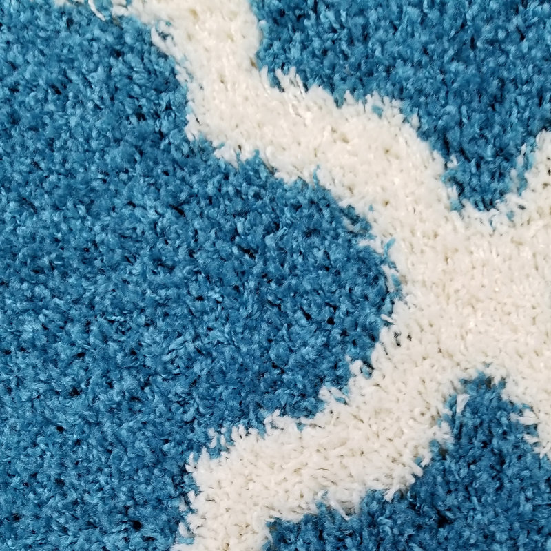 Tapis à poil long turquoise Anie, Rectangle 3 pi 3 po x 4 pi 8 po