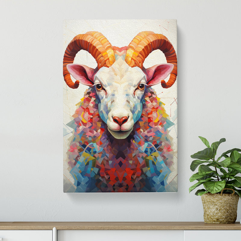 Sheep Geometric - Wrapped Canvas, 60cm H x 40cm W x 3cm D
