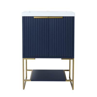 Élégant meuble-lavabo autoportant de 24 po avec lavabo en résine: modèle 24x18-bva01124nb-1 (w99981921) pour espaces contemporains
