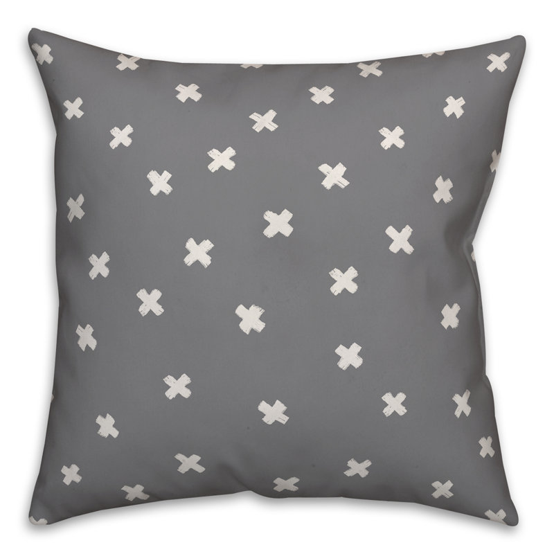 Polka Dots Reversible Throw Pillow, 18" x 18", Gray/White Geometric 2