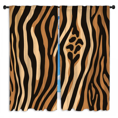 Zebra Stripes Pattern Window Curtains Animal Print Sheer & Room Darkening - 2 Panels