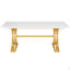 Bureau de direction moderne de 63 po, grand bureau d'ordinateur avec pieds en X élégants, poste de travail en faux marbre, mobilier de bureau pour la maison, blanc et or
