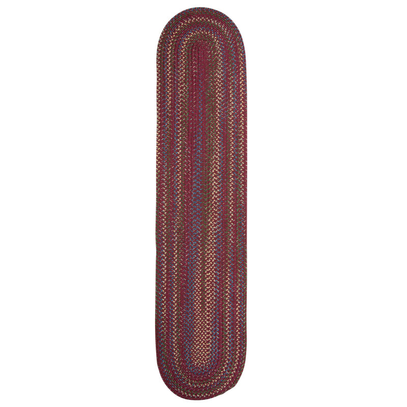 Tapis tressé bourgogne/beige Dollman, Tapis de couloir 2 pi x 15 pi