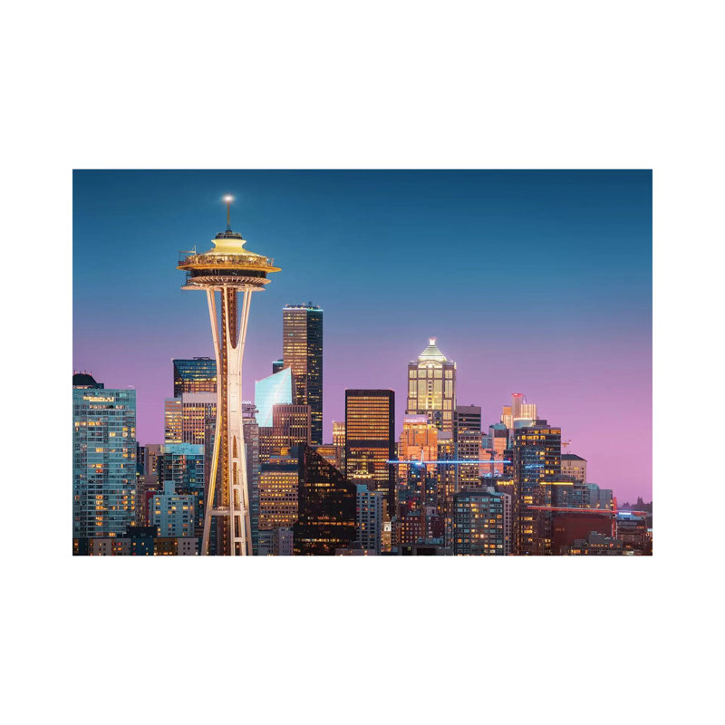 Pink Seattle by Juan Pablo de Miguel - 1 Piece Wrapped Canvas Wall Art, 45.72cm H x 66.04cm W x 1.905cm D