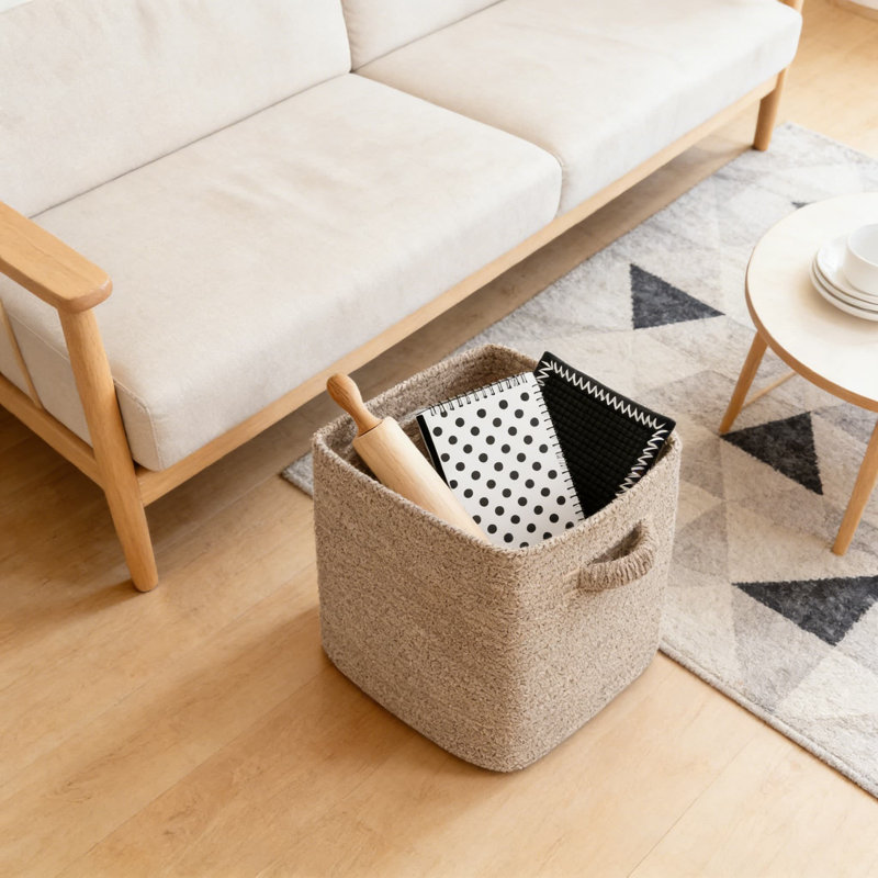Woven Storage Cubes 3-Pack, Cotton Rope Organizer Bins For Shelves, Closet, Nursery, And Home Decor, Breathable Foldable Storage Baskets