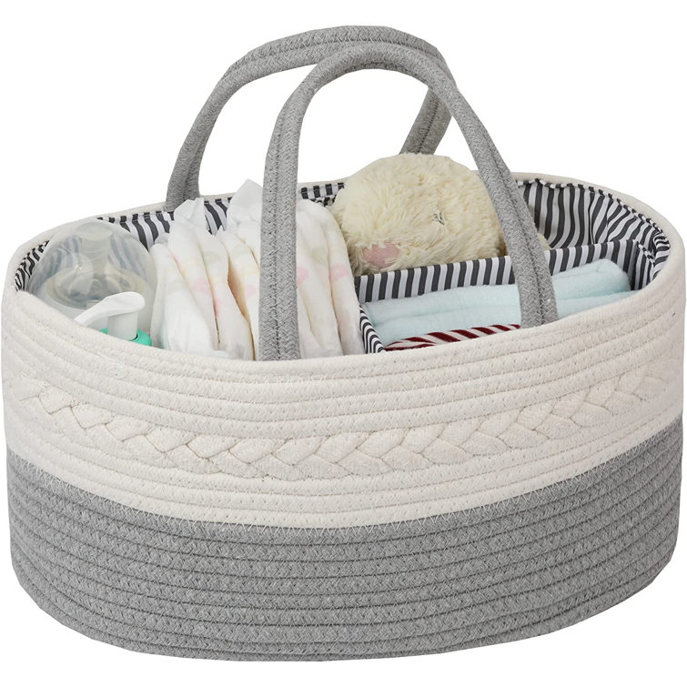 Woven Cotton Rope Storage Basket, Cube Changing Table Organizer