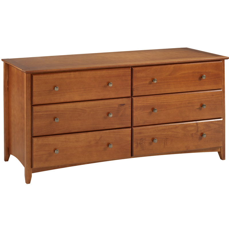 Commode double en bois massif à 6 tiroirs Faringdon, Cerisier