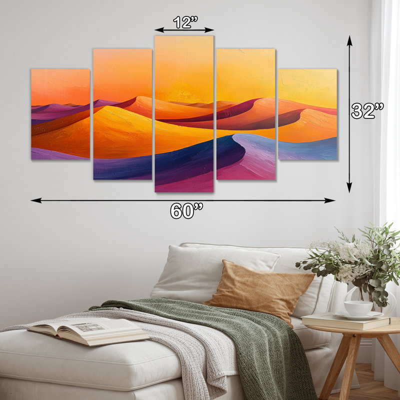«Yellow Sunset In The Sahara - Desserts», ensemble d'art sur toile