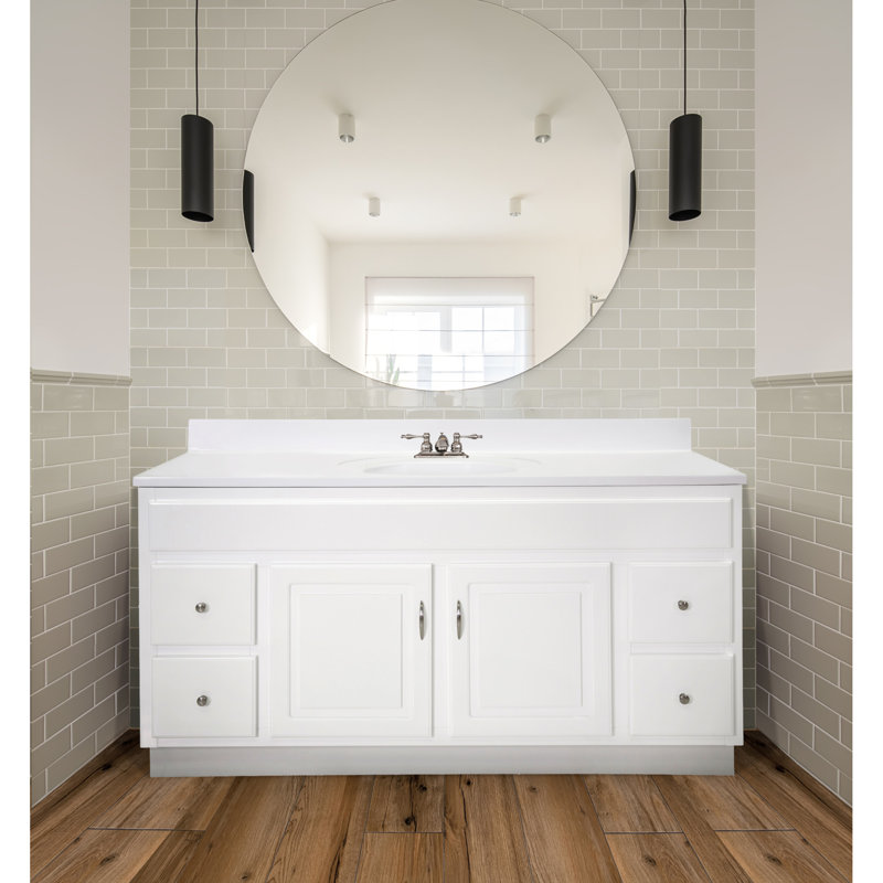 Meuble-lavabo de 61 po avec plateau Concord, blanc, prêt à assembler