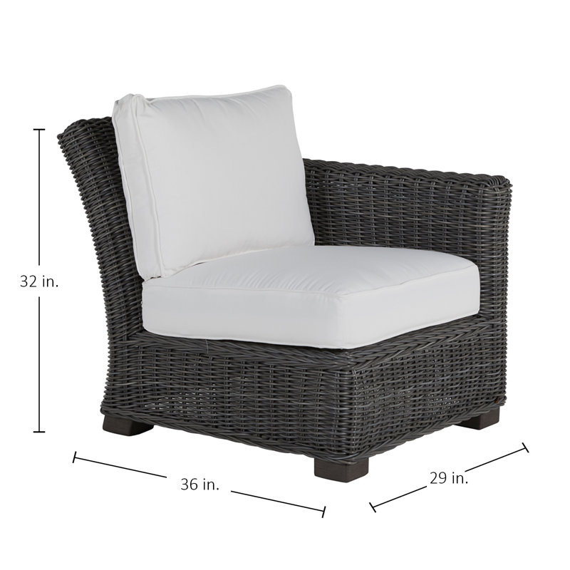 Canapé modulaire rustique tissé à droite - gris ardoise, Welt, InsideOut® Rollo ‑ lin Chambray, Gris ardoise