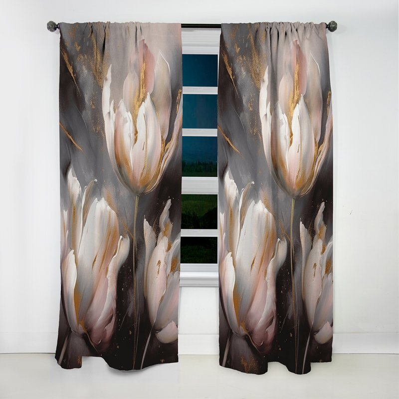 Orissa - Rideau tulipe - Rideau occultant à motif floral - 1 panneau, L 52 po x L 90 po