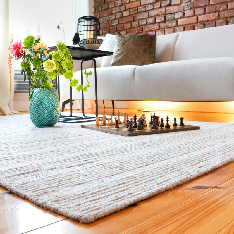 Jarven Wool Hand Woven Area Rug, Ivory, Rectangular 120 x 170cm