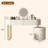 Jahnea Vanity-Elegant Set: Saddle Leather-Finished Top Vanity Table & Stool, Stainless Steel Support, Reversible Installation, and Dimmable LED Mirror-996482009