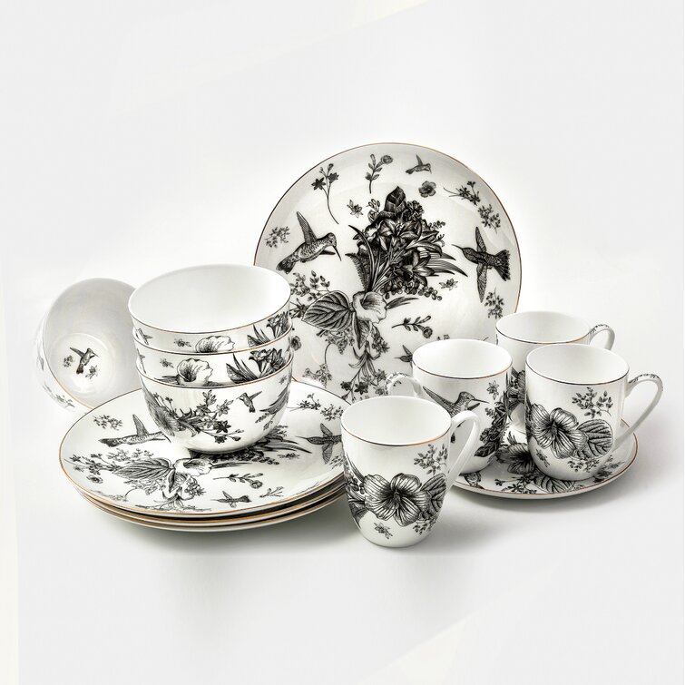 Black Burst Bone China Dinnerware  Black and White Dishes – Your Western  Decor