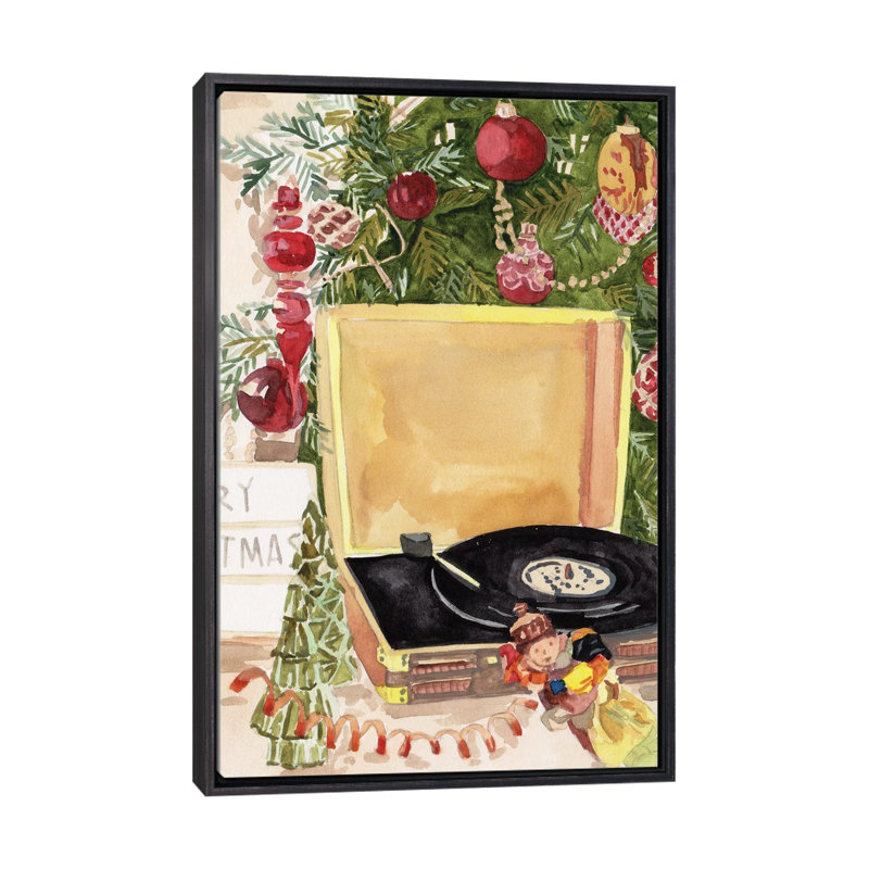 Home Sweet Christmas II - reproduction d'art murale - toile encadrée, Distressed Black, H 26 po x l 18 po
