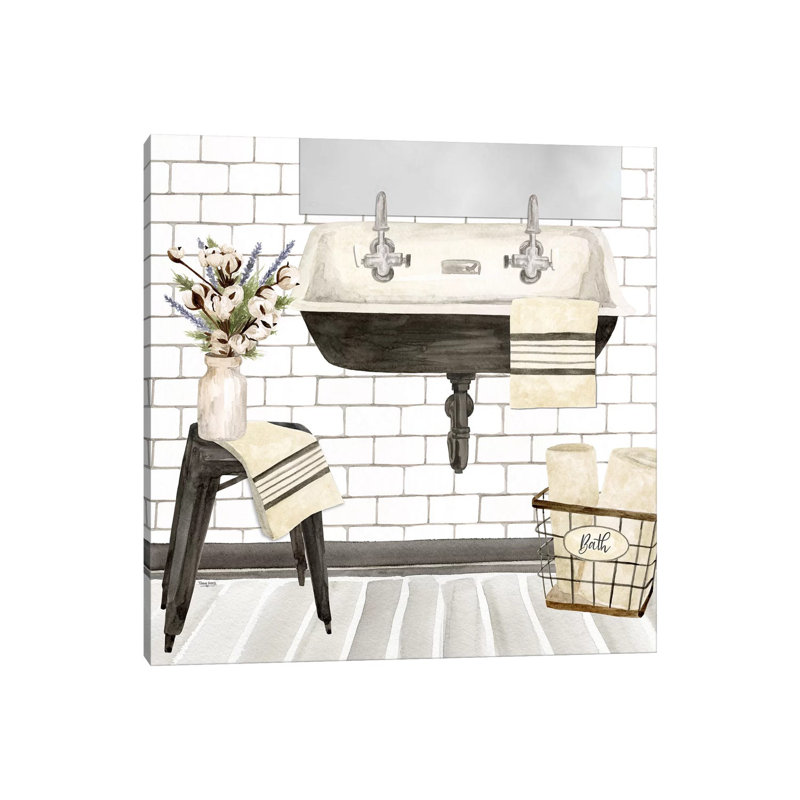 Farmhouse Bath II Sink by Tara Reed - Wrapped Canvas Painting, 66.04 cm H x 66.04 cm W x 1.91 cm D