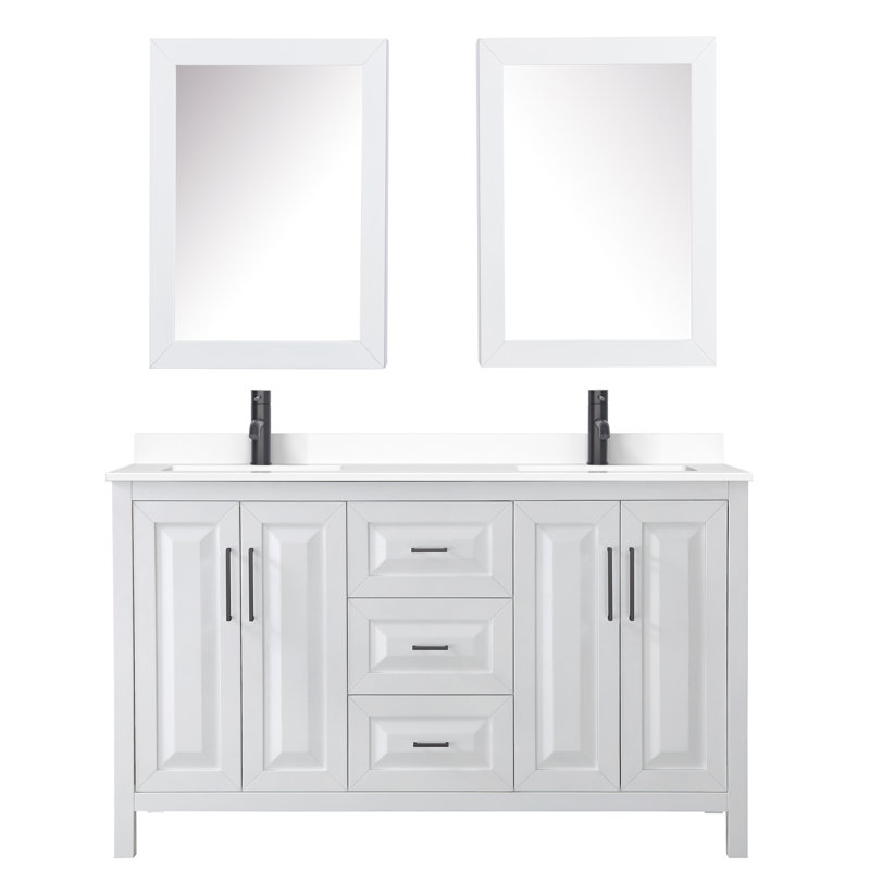 Daria 60'' W Double Vanity, White, Polished Chrome