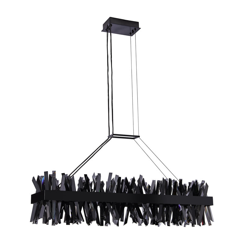 Luminaire suspendu linéaire rectangulaire en nickel noir à DEL Glacier 48 po (108 watts)