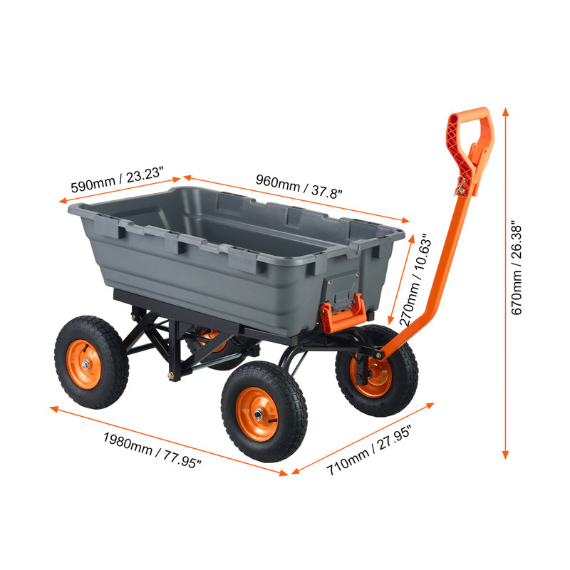 VEVOR, tombereau de jardin en poly avec structure en acier facile à assembler