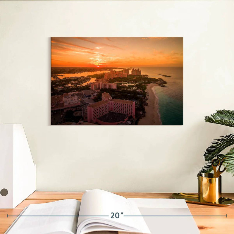 Gillard, Bahamas, stations balnéaires au coucher du soleil, H 8 po x l 12 po