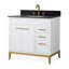 Meuble-lavabo sur pied moderne blanc Beatrice de 91 cm (36 pouces) de la marque Tennant, lavabo simple, comptoir en pierre frittée noire, entièrement assemblé