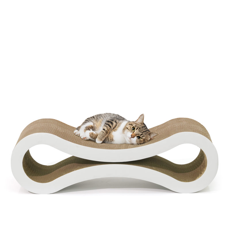 Grattoir pour chat Infinity, grattoir réversible, grand griffoir pour chat, planche à griffer pour chat, griffoir pour chats d'intérieur, blanc