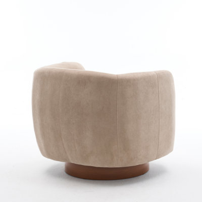 35" Wide Modern Swivel Faux Leather Upholstered Barrel Chair