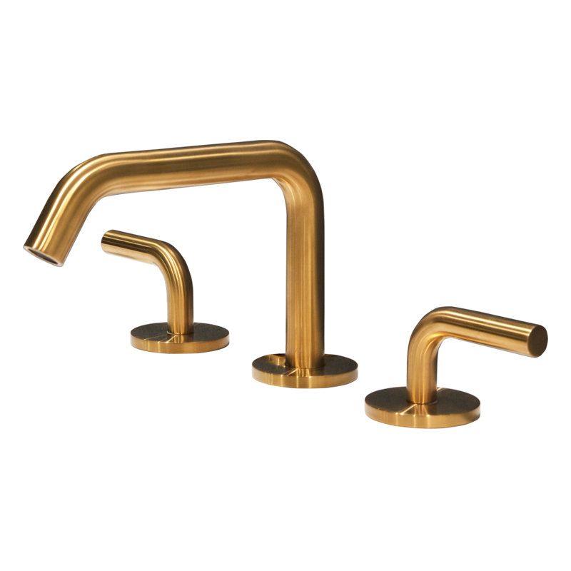 Cigno Widespread Bathroom Faucet with Drain Assembly, Brushed Gold